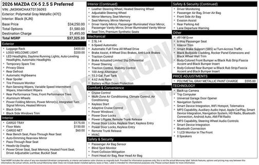 Polymetal Gray Metallic 2026 Mazda CX-5 2.5 S Preferred Package