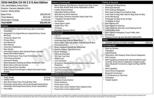 Ceramic Metallic 2026 Mazda CX-30 2.5 S