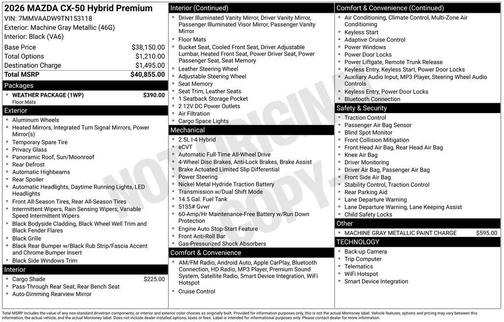 Machine Gray Metallic 2026 Mazda CX-50 Hybrid Premium