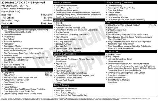 Aero Gray Metallic 2026 Mazda CX-5 2.5 S Preferred Package