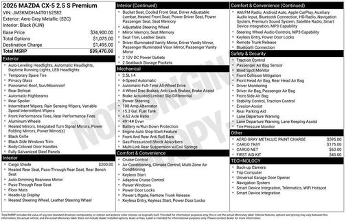 Aero Gray Metallic 2026 Mazda CX-5 2.5 S