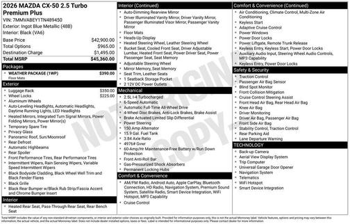 ingot blue metallic 2026 Mazda CX-50 2.5 Turbo Premium Plus Package