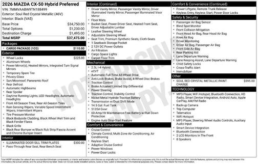 Soul Red Crystal Metallic 2026 Mazda CX-50 Hybrid Preferred