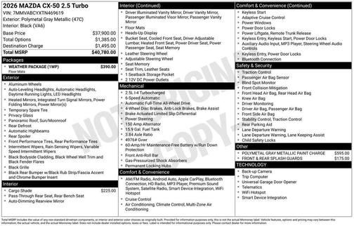 polymetal gray metallic 2026 Mazda CX-50 2.5 Turbo