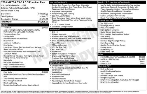Polymetal Gray Metallic 2026 Mazda CX-5 2.5 S Premium Plus Package