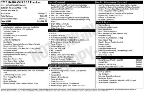 Jet Black Mica 2026 Mazda CX-5 2.5 S