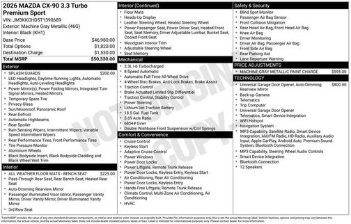 Machine Gray Metallic 2026 Mazda CX-90 3.3 Turbo Premium Sport