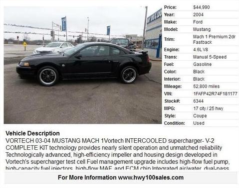Black Clearcoat 2004 Ford Mustang Mach I
