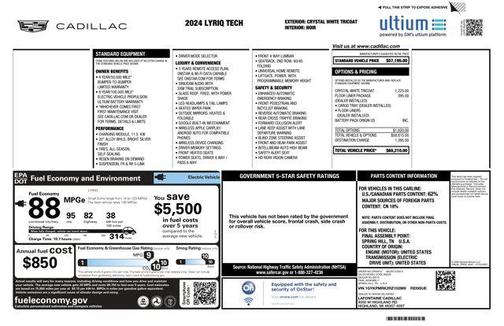 Crystal White Tricoat 2024 Cadillac LYRIQ Tech