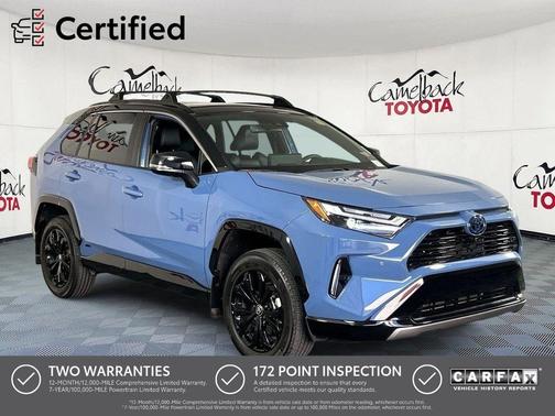 Cavalry Blue/Midnight Black Metallic 2024 Toyota RAV4 Hybrid SE