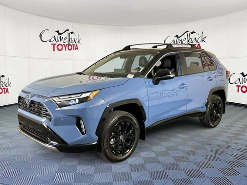 Cavalry Blue/Midnight Black Metallic 2024 Toyota RAV4 Hybrid SE