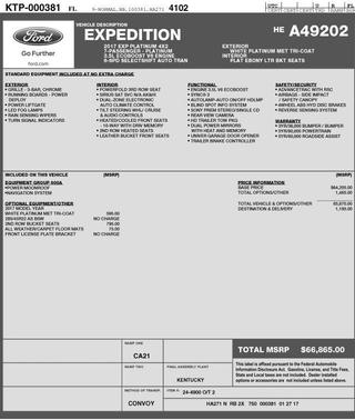 White Platinum Metallic Tri-Coat 2017 Ford Expedition Platinum