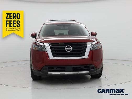 Red 2025 Nissan Pathfinder Platinum