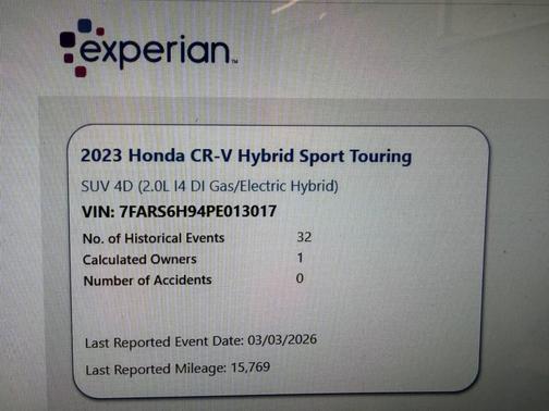 Blue 2023 Honda CR-V Hybrid Sport Touring AWD