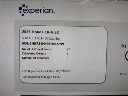White 2025 Honda CR-V EX AWD 4dr SUV
