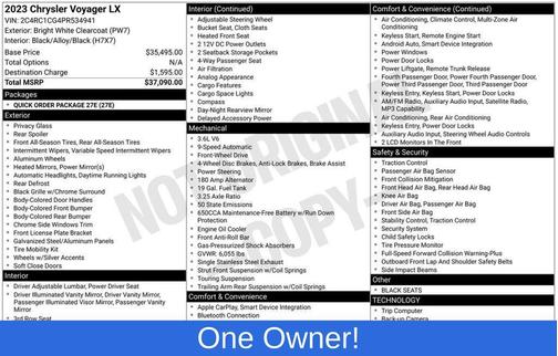 Bright White Clearcoat 2023 Chrysler Voyager LX