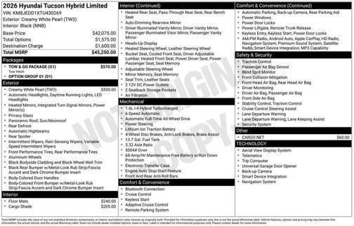 2026 Hyundai TUCSON Hybrid Limited