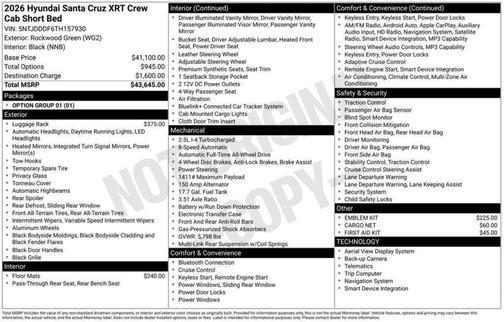 Rockwood Green 2026 Hyundai SANTA CRUZ XRT
