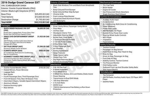 2016 Dodge Grand Caravan AVP/SE