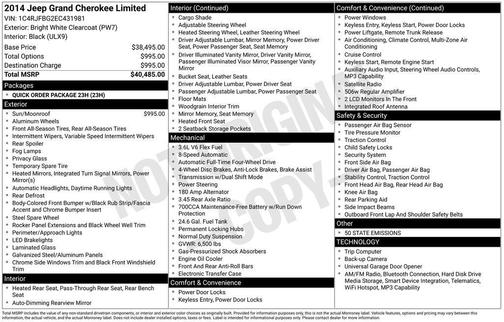 Bright White Clearcoat 2014 Jeep Grand Cherokee Limited