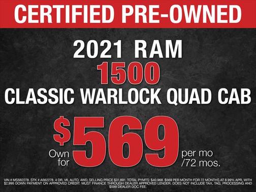 2021 RAM 1500 Classic Warlock Quad Cab 4x4 6'4' Box