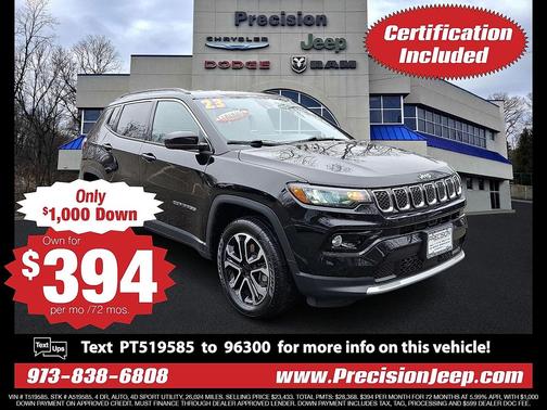 Diamond Black Crystal Pearlcoat 2023 Jeep Compass Limited