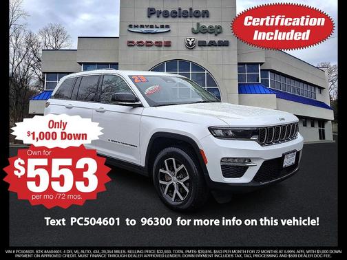 Bright White Clearcoat 2023 Jeep Grand Cherokee Limited