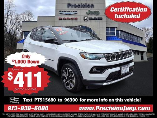 Bright White Clearcoat 2023 Jeep Compass Limited