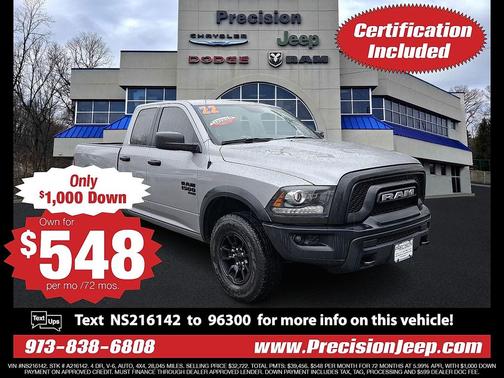 Billet Silver Metallic Clearcoat 2022 RAM 1500 Classic Warlock Quad Cab 4x4 6'4' Box