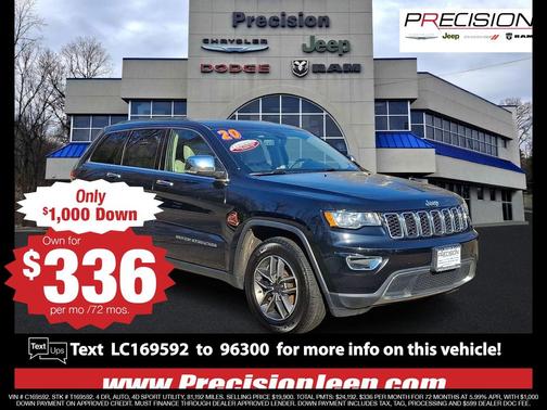 Diamond Black Crystal Pearlcoat 2020 Jeep Grand Cherokee Limited