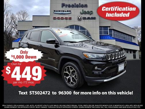 Diamond Black Crystal Pearlcoat 2025 Jeep Compass Limited