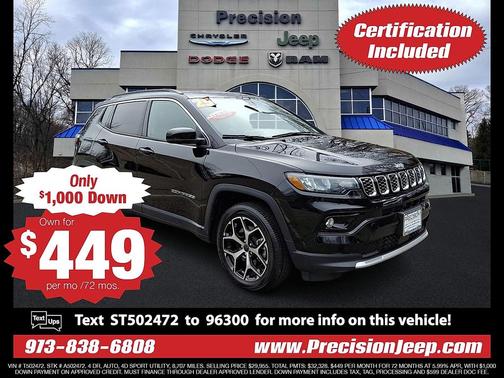 Diamond Black Crystal Pearlcoat 2025 Jeep Compass Limited