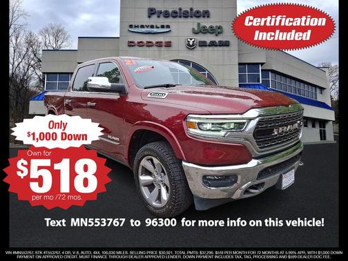 Delmonico Red Pearlcoat 2021 RAM 1500 Limited