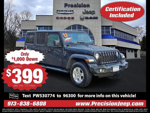 Black Clearcoat 2023 Jeep Wrangler Sport S