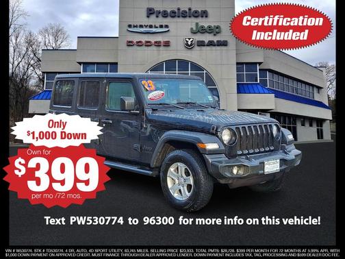 Black Clearcoat 2023 Jeep Wrangler Sport S