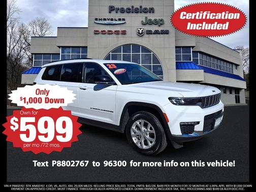 Bright White Clearcoat 2023 Jeep Grand Cherokee L Limited