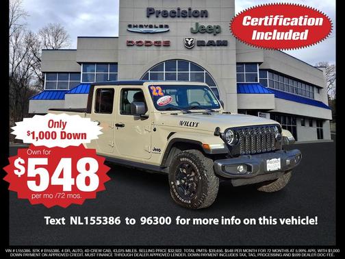 Limited Edition Gobi Clearcoat 2022 Jeep Gladiator Willys 4x4