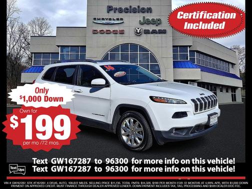 Bright White Clearcoat 2016 Jeep Cherokee Limited