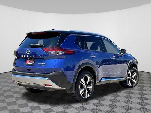 Caspian Blue Metallic/Super Black 2021 Nissan Rogue Platinum