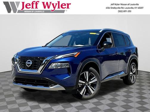 Caspian Blue Metallic/Super Black 2021 Nissan Rogue Platinum