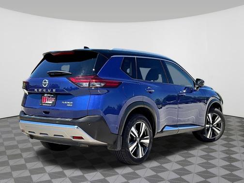 Caspian Blue Metallic/Super Black 2021 Nissan Rogue Platinum