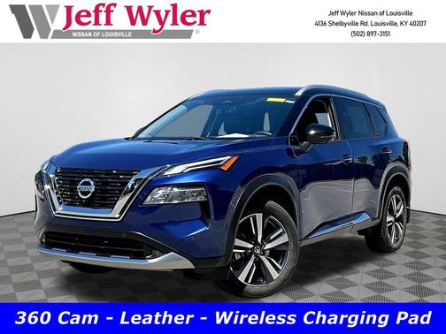 Caspian Blue Metallic/Super Black 2021 Nissan Rogue Platinum