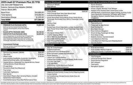2025 Audi Q7 Premium Plus 55 TFSI quattro Tiptronic