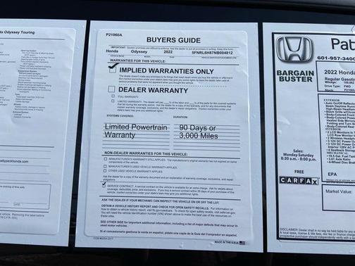 NH 797 2022 Honda Odyssey Touring