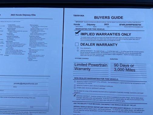 Crystal Black Pearl 2023 Honda Odyssey Elite