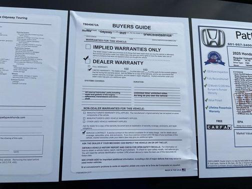 Platinum White Pearl 2025 Honda Odyssey Touring