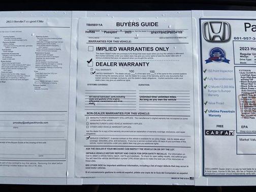 Crystal Black Pearl 2023 Honda Passport Elite