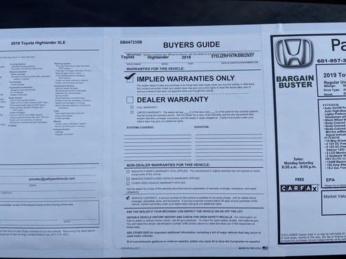 Celestial Silver Metallic 2019 Toyota Highlander XLE