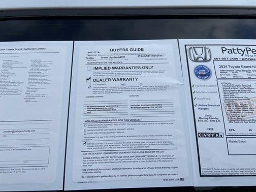 Pearl 2024 Toyota Grand Highlander LIMITED