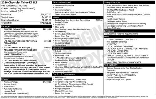 2026 Chevrolet Tahoe LT